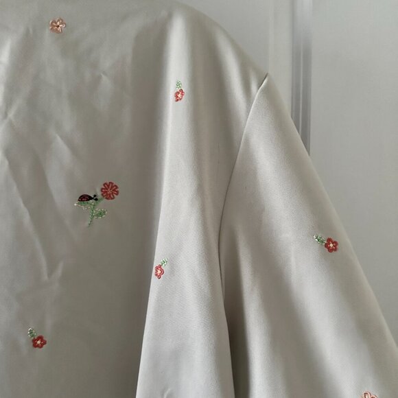 Vintage Alfred Dunner Tan Flower Embroidered Windbreaker Zip Jacket Plus Size 16 - Picture 11 of 16